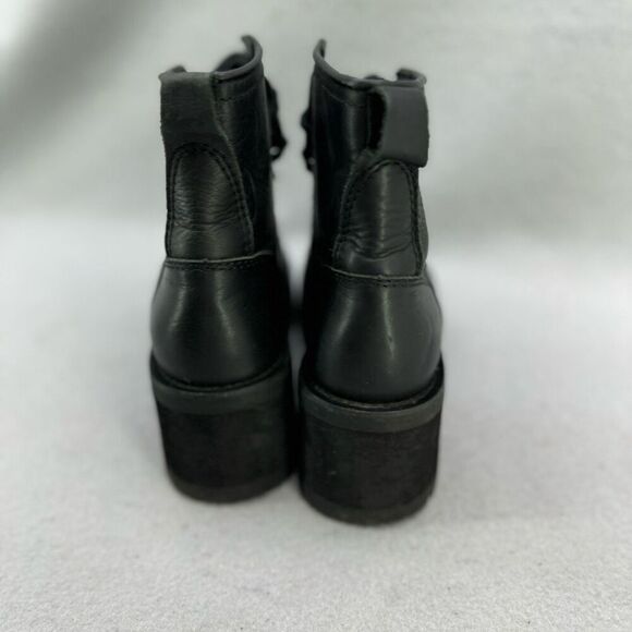 UNIF Black Leather Moto Combat Platform Lace Up Boot size 7 - Picture 4 of 13